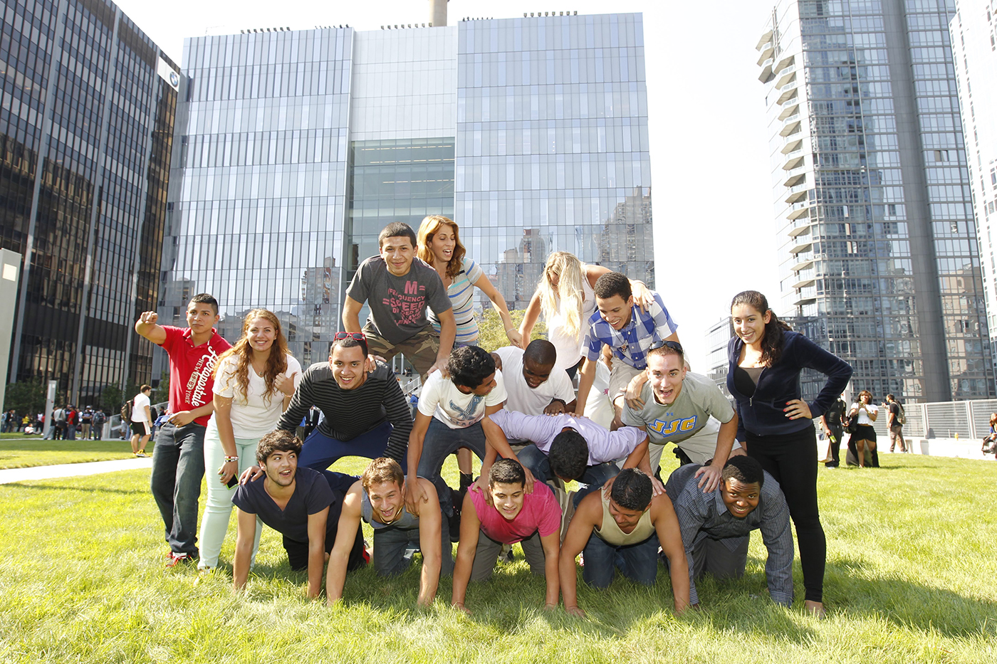 Group of students on a lawn