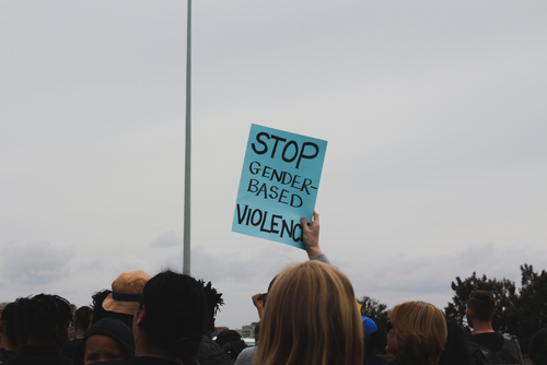 Sign that reads Stop Gender-Based Violence