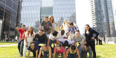 Group of students on a lawn