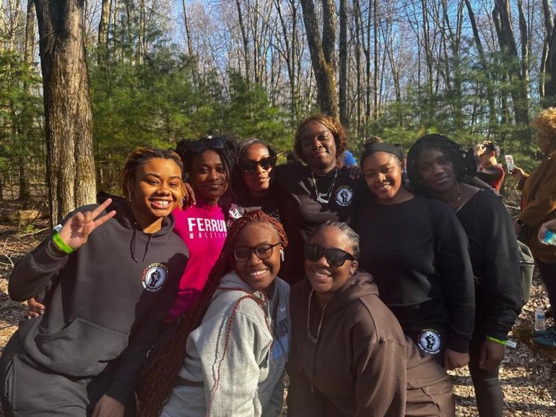 Smiling students at annual retreat